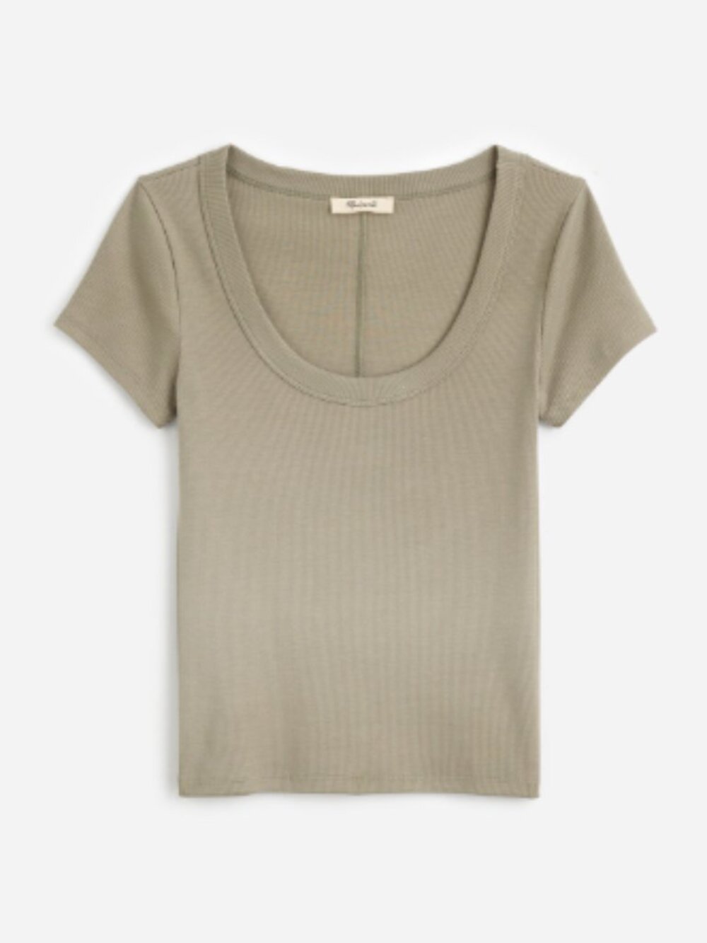 Madewell: (Re)generative Cotton Scoopneck Tee, Size L, Muted Gray-Green
